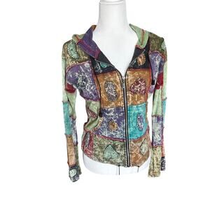 Y2k vintage hippie full zip up sweater